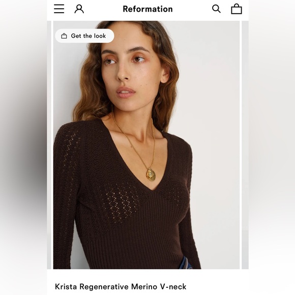 Reformation Brown V-Neck Sweater - 100% wool - Picture 3 of 7